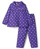 Babyhug Cotton Knit Full Sleeves Co-ords Night Suit With Polka Dot Print - Purple