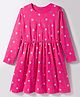 Kookie Kids Single Jersey Knit Full Sleeves Frock with Floral Print - Dark Pink