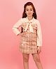 Cutecumber Woven Full Sleeves Plaid Checked Bow Applique Detailed Dress - Beige