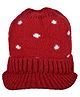 Kid-O-World Knit Polka Dots Designed Cap - Maroon - Circumference 48
