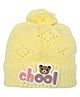Kid-O-World Knit Bear Chool Text Patch Detailed Beanie - Yellow - Circumference 46