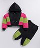 M'andy Fleece Knit Full Sleeves Color Blocked Jacket & Jogger Set - Multi Colour