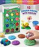 Intelliskills Knead N' Create Play Dough - Pack of 12 Coloured Dough with Moulds | Non-Toxic Soft Modelling Clay | Creative Learning & Sensory Play | Child Safe | Educator Recommended | BIS Certified