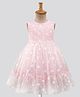 Bonfino Woven Sleveless Smocked Party Dress with Heart Sequin Detailing - Pink