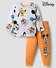 Babyoye Disney Single Jersey Knit Full Sleeves T-Shirt & Track Pant Set With Mickey & Friends Graphics - White & Orange