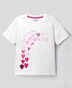 Bonfino 100% Cotton Oversize Drop Shoulder Half Sleeves T-Shirt With Heart Print & Sequin - White