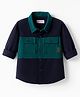 Babyhug Cotton Woven Full Sleeves Solid Corduroy Shirt - Navy Blue & Green