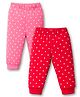 Doodle Poodle Single Jersey Knit Full Length Lounge Pant With Polka Dots Pack Of 2 - Red & Pink