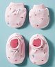 Simply Interlock Knit Mittens & Booties With Animal Print - Pink