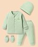 I Bears Interlock Knit Full Sleeves Teddy Bear Printed T-Shirt & Joggers Set With Cap & Mittens - Light Green
