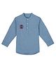 Pranava Organic Cotton Woven Full Sleeves Aviator Academy Junior Club Text Embroidered Kurta Style Shirt - Blue