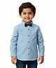Pranava Organic Cotton Organic Cotton Woven Full Sleeves Solid Shirt With Bow - Tide Blue