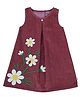 Pranava Organic Cotton Woven Sleeveless Floral Embroidered A Line Dress - Rhubarb Red