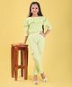 ISHTI Modal Woven Three Fourth Sleeves Frill Detailed Smocked Top & Pant Set - Light Green
