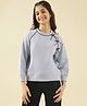 Lil Tomatoes Fleece Knit Full Sleeves Bow Applique Detailed Light Winter Sweatshirt - Blue
