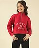 Lil Tomatoes Fleece Knit Full Sleeves Detroit 95 State Text Printed Light Winter Sweatshirt - Cranberry