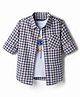 Pine Kids Cotton Woven Full Sleeves Checks Shirt With T-Shirt  - White & Navy