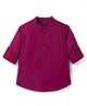 Pine Kids Cotton Woven Full Sleeves Mandarin Collar Solid Colour Shirt - Maroon