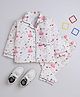 The Magic Wand Cotton Woven Half Sleeves Queen & Floral Printed Coordinating Night Suit Set - Off White
