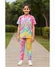 Unicorns Cotton Knit Half Sleeves Tie & Dye Original Vibes Text Printed Coordinating Night Suit Set - Multi Colour