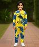 Unicorns Cotton Knit Half Sleeves Tie & Dye Beach Adventures Attitude Text Printed Coordinating Night Suit Set - Yellow & Blue