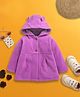 Nino Bambino Fleece Woven Full Sleeves Solid Ear Applique Winter Hooded Dress - Purple