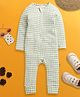 Nino Bambino Organic Cotton Knit Full Sleeves Checked Romper - Green