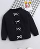 NAVKIYA G Fleece Knit Full Sleeves Stone Embellished Bow Applique Detailed Light Winter Sweatshirt - Black