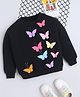 NAVKIYA G Fleece Knit Full Sleeves Butterfly Applique Detailed Light Winter Sweatshirt - Black