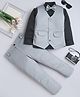 Fourfolds Cotton Blend Woven Full Sleeves Solid 3 Piece Party Suit Set With Bow - Grey