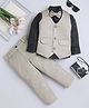 Fourfolds Cotton Blend Woven Full Sleeves Solid 3 Piece Party Suit Set With Bow - Beige