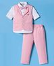 Jash Kids Cotton Woven Full Sleeves 3 Piece Solid Color Party Suit with Bow - Pink