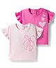 Bonfino 100% Cotton Knit Half Sleeves T-Shirts with Bow & Heart Print Pack of 2 - Pink