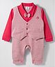 Mini Taurus Interlock Knit Full Sleeves arty Romper with Bow Applique & Stripes - Red