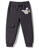 Mini Taurus Looper Knit Full Length Lounge Pant with Embroidery - Charcoal Grey