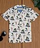 The Lion & the Fish Woven Half Sleeves Island & Macaw Printed Shirt - Off White