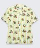 The Lion and the Fish Viscose Woven Half Sleeves Striped Avocado Printed Shirt - Lemon Yellow