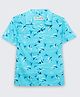 The Lion and the Fish Viscose Woven Half Sleeves Whales Printed Shirt - Aqua Blue