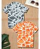 The Lion and the Fish Woven Pack Of 2 Half Sleeves Giraffe  Printed Shirts - Grey & Mustard
