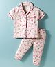 CUCUMBER Sinker Knit Half Sleeves Co-ord Night Suit With Flamingo Print - Pink
