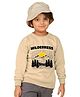 NUSYL Fleece Knit Full Sleeves Wilderness Text Printed Light Winter Sweatshirt - Beige