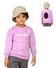 NUSYL Fleece Knit Full Sleeves Japanese Text Printed Light Winter Sweatshirt - Lilac