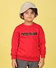 NUSYL Fleece Knit Full Sleeves Mecha Text Printed Light Winter Sweatshirt - Red