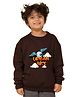 NUSYL Fleece Knit Full Sleeves Urban Art Text Printed Light Winter Sweatshirt - Brown