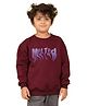 NUSYL Fleece Knit Full Sleeves Melted Text Printed Light Winter Sweatshirt - Burgundy