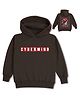 NUSYL Fleece Knit Full Sleeves Cyber Mind Text Printed Light Winter Hoodie -  Brown