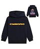 NUSYL Fleece Knit Full Sleeves Cyborg Text Printed Light Winter Hoodie - Navy Blue