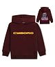 NUSYL Fleece Knit Full Sleeves Cyborg Text Printed Light Winter Hoodie - Burgundy
