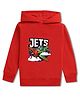 NUSYL Fleece Knit Full Sleeves Jet Plane Printed Light Winter Hoodie - Red