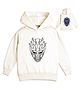 NUSYL Fleece Knit Full Sleeves Villain Text Printed Light Winter Hoodie - White